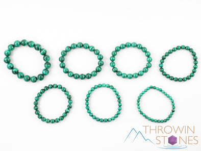 Light Green MALACHITE Crystal Bracelet - Round Beads - Beaded Bracelet, Handmade Jewelry, Healing Crystal Bracelet, E1817-Throwin Stones