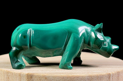 MALACHITE Crystal Rhinoceros - Crystal Carving, Housewarming Gift, Home Decor, Healing Crystals and Stones, 52231-Throwin Stones
