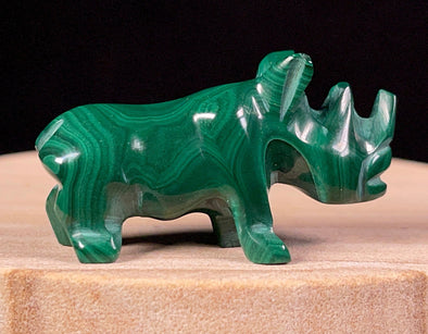 MALACHITE Crystal Rhinoceros - Crystal Carving, Housewarming Gift, Home Decor, Healing Crystals and Stones, 52244-Throwin Stones