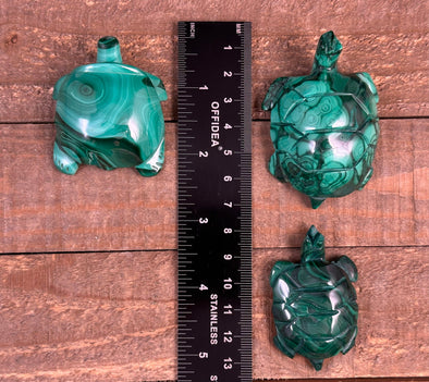 MALACHITE Crystal Turtle Family - Crystal Carving, Housewarming Gift, Home Decor, Healing Crystals and Stones, 53123-Throwin Stones