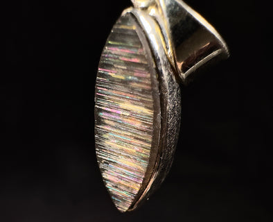 METEOR SUNSTONE Pendant - Sterling Silver - Genuine Rainbow Meteor Shower Sunstone Crystal Pendant from Tanzania, 53993-Throwin Stones