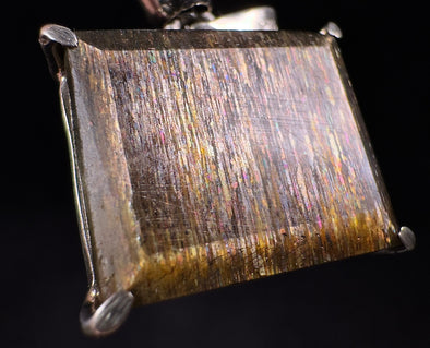 METEOR SUNSTONE Pendant - Sterling Silver - Genuine Rainbow Meteor Shower Sunstone Crystal Pendant from Tanzania, 53999-Throwin Stones