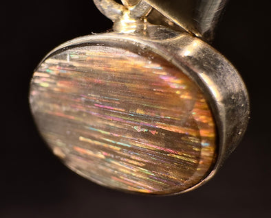 METEOR SUNSTONE Pendant - Sterling Silver, Oval - Genuine Rainbow Meteor Shower Sunstone Crystal Pendant from Tanzania, 53970-Throwin Stones