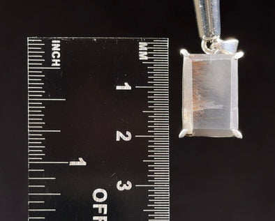 METEOR SUNSTONE Pendant - Sterling Silver, Rectangle - Genuine Rainbow Meteor Shower Sunstone Crystal Pendant from Tanzania, 53964-Throwin Stones