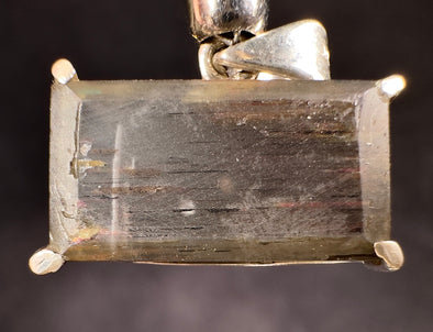 METEOR SUNSTONE Pendant - Sterling Silver, Rectangle - Genuine Rainbow Meteor Shower Sunstone Crystal Pendant from Tanzania, 53968-Throwin Stones