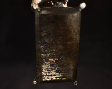METEOR SUNSTONE Pendant - Sterling Silver, Rectangle - Genuine Rainbow Meteor Shower Sunstone Crystal Pendant from Tanzania, 53972-Throwin Stones