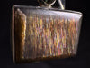 METEOR SUNSTONE Pendant - Sterling Silver, Rectangle - Genuine Rainbow Meteor Shower Sunstone Crystal Pendant from Tanzania, 53986-Throwin Stones