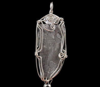 METEORITE Pendant - Ancient Muonionalusta Meteor, Herkimer Diamond - Wire Wrapped Crystal Necklace, Handmade Jewelry, 51515-Throwin Stones