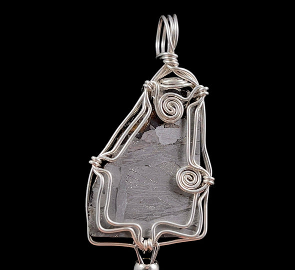 METEORITE Pendant - Ancient Muonionalusta Meteor, Herkimer Diamond - Wire Wrapped Crystal Necklace, Handmade Jewelry, 51520-Throwin Stones