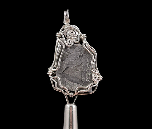 METEORITE Pendant - Ancient Muonionalusta Meteor, Herkimer Diamond - Wire Wrapped Crystal Necklace, Handmade Jewelry, 51524-Throwin Stones