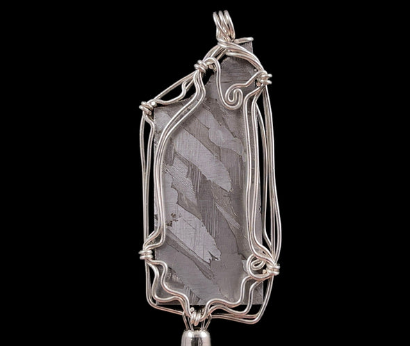 METEORITE Pendant - Ancient Muonionalusta Meteor, Herkimer Diamond - Wire Wrapped Crystal Necklace, Handmade Jewelry, 51527-Throwin Stones