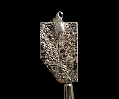 METEORITE Pendant - Rhodium Plated - Ancient Muonionalusta Meteor, Handmade Jewelry, Space Astronomy Gifts, 50233-Throwin Stones