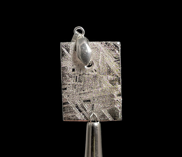METEORITE Pendant - Rhodium Plated - Ancient Muonionalusta Meteor, Handmade Jewelry, Space Astronomy Gifts, 50253-Throwin Stones