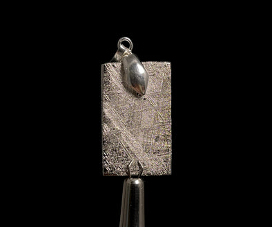 METEORITE Pendant - Rhodium Plated - Ancient Muonionalusta Meteor, Handmade Jewelry, Space Astronomy Gifts, 50266-Throwin Stones