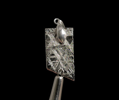 METEORITE Pendant - Rhodium Plated - Ancient Muonionalusta Meteor, Handmade Jewelry, Space Astronomy Gifts, 50283-Throwin Stones
