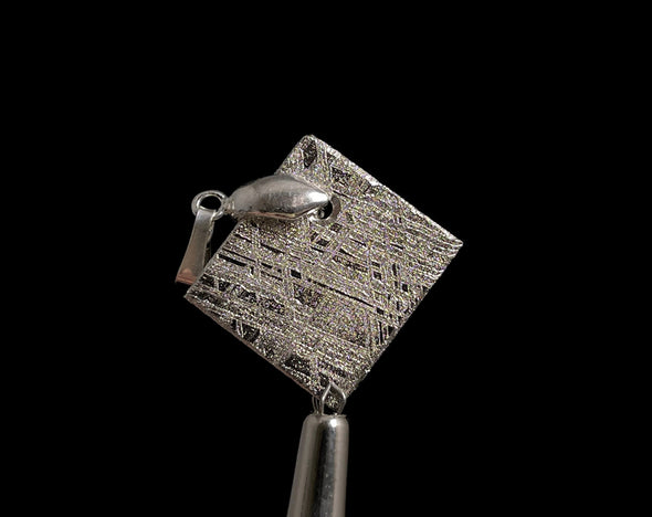 METEORITE Pendant - Rhodium Plated - Ancient Muonionalusta Meteor, Handmade Jewelry, Space Astronomy Gifts, 50293-Throwin Stones