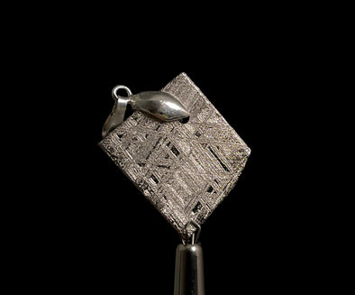 METEORITE Pendant - Rhodium Plated - Ancient Muonionalusta Meteor, Space Jewelry, Unique Gift for Him, 50295-Throwin Stones