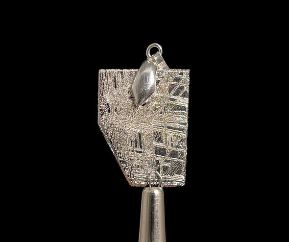 METEORITE Pendant - Rhodium Plated - Ancient Muonionalusta Meteor, Space Jewelry, Unique Gift for Him, 50297-Throwin Stones