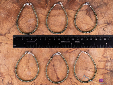 MOLDAVITE Bracelet - Faceted Rondelle Beads - Moldavite Jewelry with Certification, Authentic Moldavite, E1974-Throwin Stones