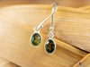 MOLDAVITE Earrings - Sterling Silver, Plain Bezel, Faceted - Moldavite Crystal, Dangle Earrings, Genuine Moldavite Jewelry, E2066-Throwin Stones