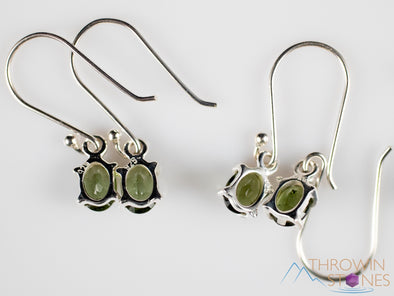 MOLDAVITE Earrings - Sterling Silver, Prong Faceted - Moldavite Crystal, Dangle Earrings, Genuine Moldavite Jewelry, E2065-Throwin Stones