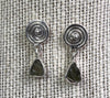 MOLDAVITE Earrings - Sterling Silver - Raw Moldavite Crystal, Post Dangle Earrings, Genuine Moldavite Jewelry, 51014-Throwin Stones