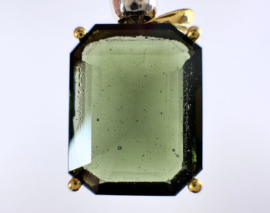 MOLDAVITE Pendant - 18K Solid Gold, Faceted - Real Moldavite Pendant, Moldavite Jewelry with Certification, 54261-Throwin Stones