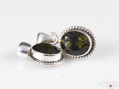 MOLDAVITE Pendant - Sterling Silver, Faceted Oval - Real Moldavite Pendant, Moldavite Jewelry with Certification, E2169-Throwin Stones