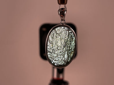 MOLDAVITE Pendant - Sterling Silver, Oval, Raw and Polished High Grade - Moldavite Necklace Pendant, Pure Moldavite Jewelry, 46075-Throwin Stones