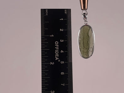 MOLDAVITE Pendant - Sterling Silver, Oval, Raw and Polished High Grade - Real Moldavite Pendant, Moldavite Jewelry with Certification, 46057-Throwin Stones