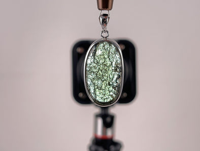 MOLDAVITE Pendant - Sterling Silver, Oval, Raw and Polished High Grade - Real Moldavite Pendant, Moldavite Jewelry with Certification, 46065-Throwin Stones