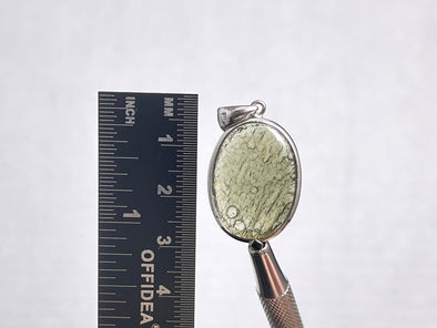 MOLDAVITE Pendant - Sterling Silver, Oval, Raw and Polished - Moldavite Necklace Pendant, Pure Moldavite Jewelry, 49726-Throwin Stones