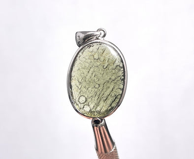 MOLDAVITE Pendant - Sterling Silver, Oval, Raw and Polished - Moldavite Necklace Pendant, Pure Moldavite Jewelry, 49726-Throwin Stones