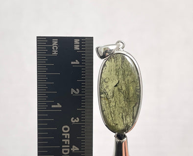 MOLDAVITE Pendant - Sterling Silver, Oval, Raw and Polished - Moldavite Necklace Pendant, Pure Moldavite Jewelry, 49732-Throwin Stones