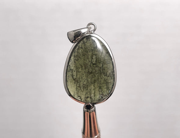 MOLDAVITE Pendant - Sterling Silver, Raw and Polished - Moldavite Necklace Pendant, Pure Moldavite Jewelry, 49718-Throwin Stones
