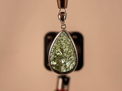 MOLDAVITE Pendant - Sterling Silver, Teardrop, Raw and Polished High Grade - Real Moldavite, Moldavite Jewelry with Certification, 46115-Throwin Stones