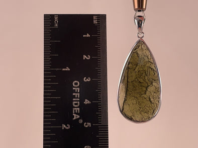 MOLDAVITE Pendant - Sterling Silver, Teardrop, Raw and Polished High Grade - Real Moldavite, Moldavite Jewelry with Certification, 46138-Throwin Stones