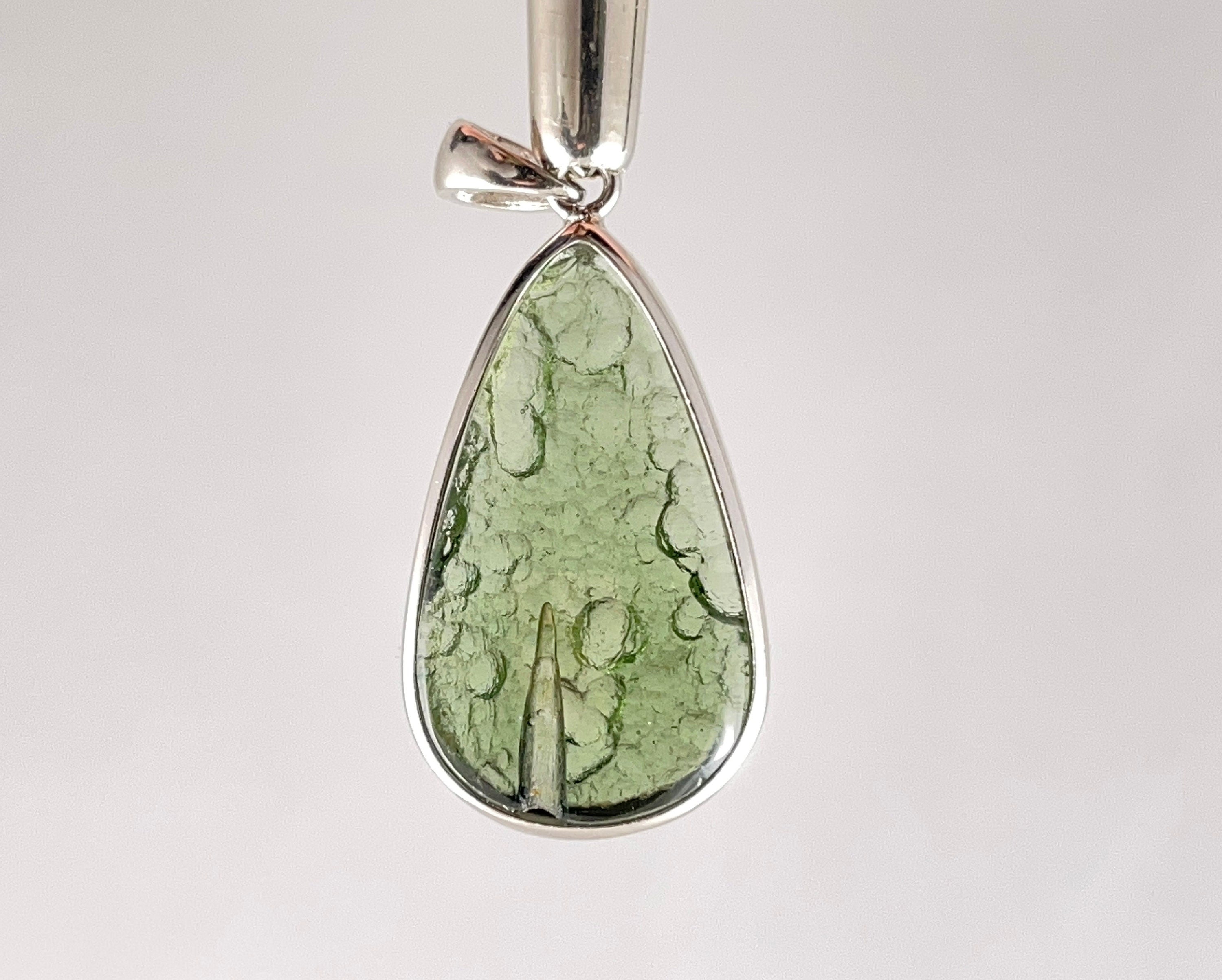 MOLDAVITE Pendant - Sterling Silver, Teardrop, Raw and Polished - Real –  Throwin Stones
