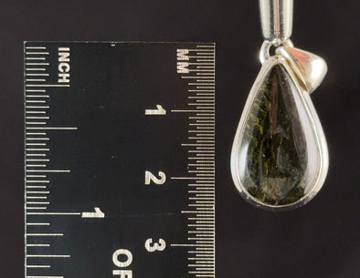 MOLDAVITE Pendant - Sterling Silver, Teardrop, Raw and Polished - Real Moldavite Pendant, Moldavite Jewelry with Certification, 54462-Throwin Stones