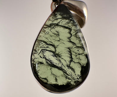 MOLDAVITE Pendant - Sterling Silver, Teardrop, Raw and Polished - Real Moldavite Pendant, Moldavite Jewelry with Certification, 54464-Throwin Stones