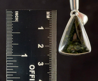 MOLDAVITE Pendant - Sterling Silver, Triangle, Raw and Polished - Real Moldavite Pendant, Moldavite Jewelry with Certification, 54465-Throwin Stones