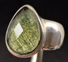 MOLDAVITE Ring - Size 7, Sterling Silver Ring, Faceted Teardrop - Genuine Moldavite Ring, Moldavite Jewelry with Certification, 53514-Throwin Stones