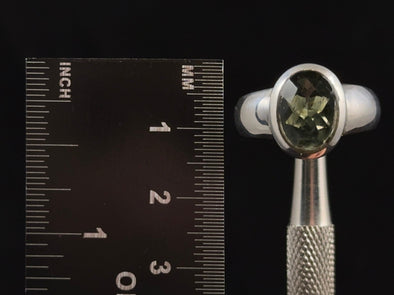MOLDAVITE Ring - Size 7.25, Sterling Silver Ring, Faceted Oval - Genuine Moldavite Ring, Moldavite Jewelry with Certification, 53505-Throwin Stones