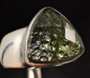 MOLDAVITE Ring - Size 7.5, Sterling Silver Ring, Faceted Triangle - Genuine Moldavite Ring, Moldavite Jewelry with Certification, 53503-Throwin Stones