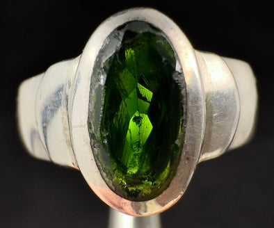 MOLDAVITE Ring - Size 8.75, Sterling Silver Ring, Faceted Oval - Genuine Moldavite Ring, Moldavite Jewelry with Certification, 53533-Throwin Stones