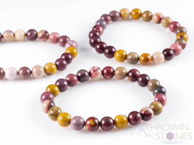 MOOKAITE JASPER Crystal Bracelet - Round Beads - Beaded Bracelet, Handmade Jewelry, Healing Crystal Bracelet, E0583-Throwin Stones