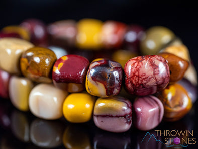 MOOKAITE JASPER Crystal Bracelet - Tumbled Beads - Beaded Bracelet, Handmade Jewelry, Healing Crystal Bracelet, E0371-Throwin Stones