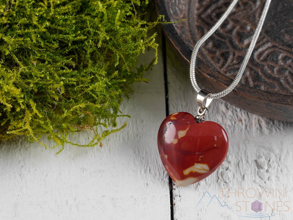 MOOKAITE JASPER Crystal Heart Pendant - Crystal Pendant, Handmade Jewelry, Healing Crystals and Stones, E0741-Throwin Stones
