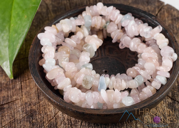 MORGANITE & AQUAMARINE Crystal Necklace - Chip Beads - Long Crystal Necklace, Beaded Necklace, Handmade Jewelry, E0805-Throwin Stones