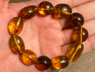 Mexican AMBER Crystal Bracelet - Beaded Bracelet, Handmade Jewelry, Healing Crystals and Stones, 48292-Throwin Stones